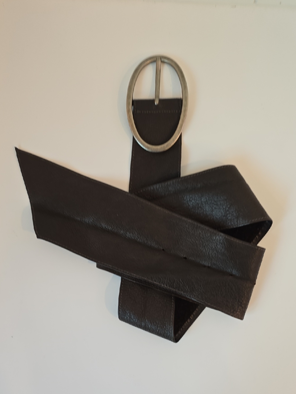 Silpada Brown Wrap Belt with Oval Silver Buckle